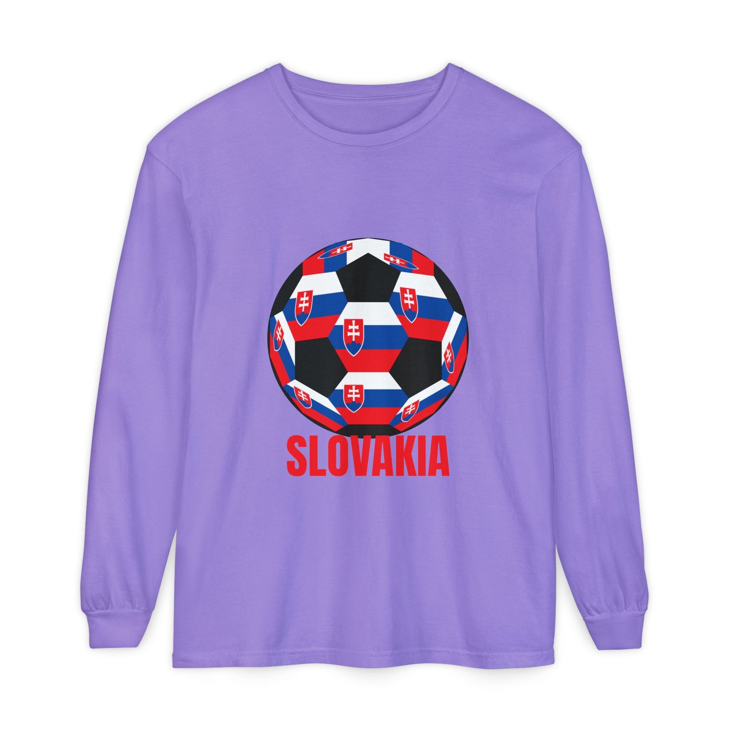 Slovakia Fan Specialty Soccer Ball Design Long Sleeve Tee