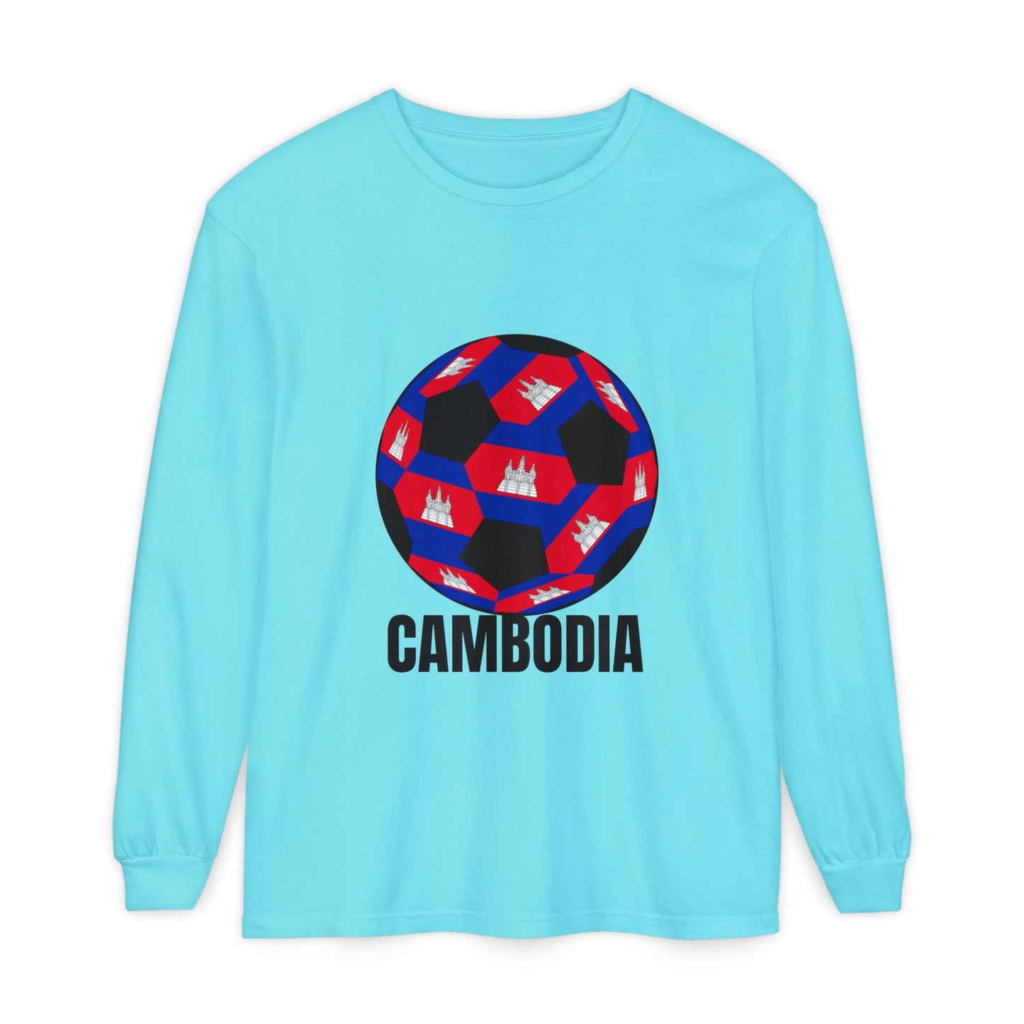 Cambodia Fan Specialty Soccer Ball Design Long Sleeve Tee