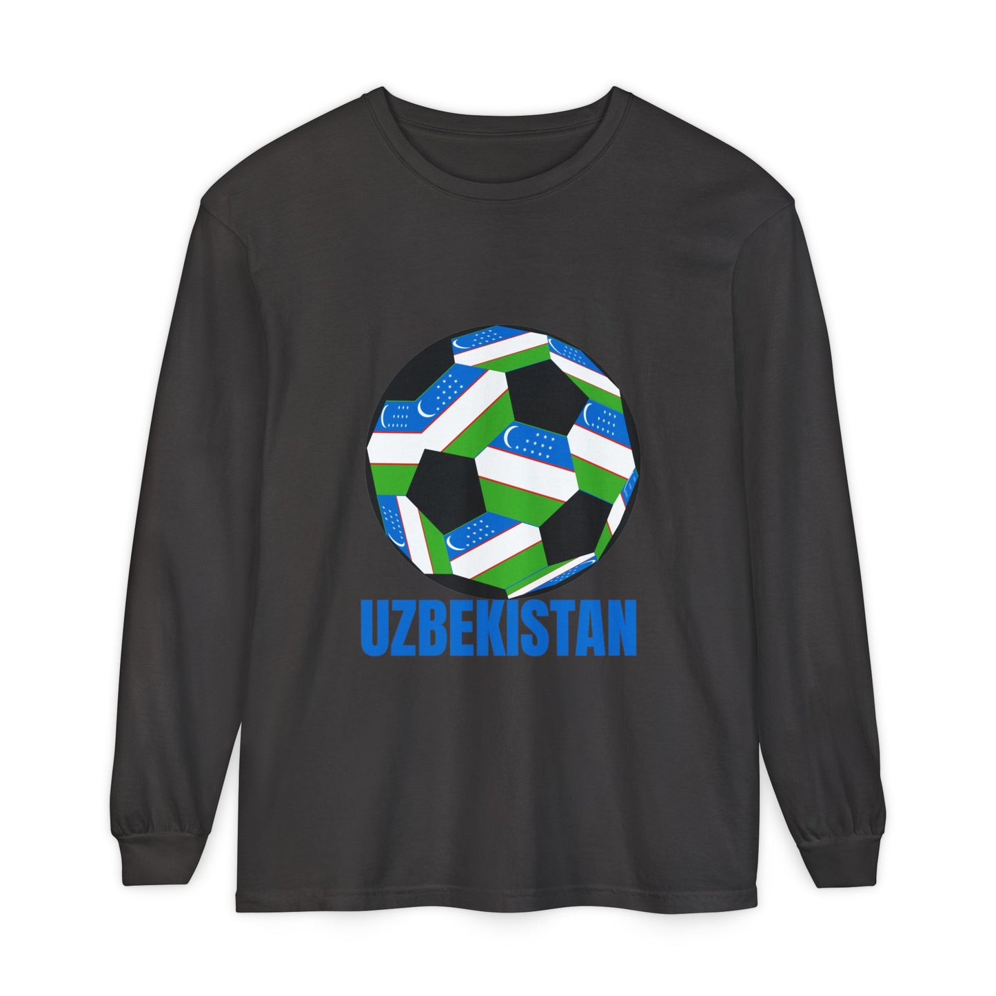 Uzbekistan Fan Specialty Soccer Ball Design Long Sleeve Shirt