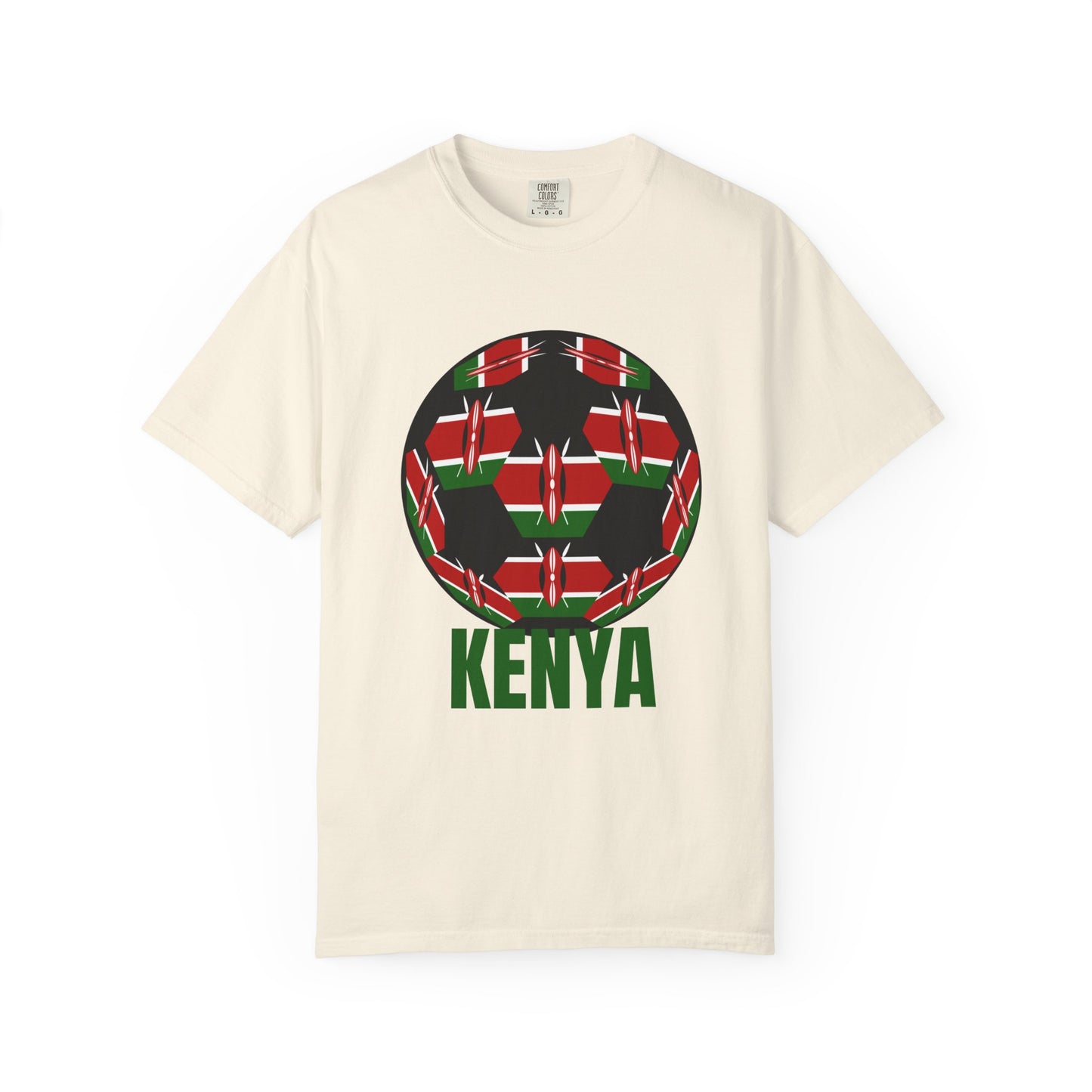 Kenya Fan Specialty Soccer Ball Design T Shirt Green Print