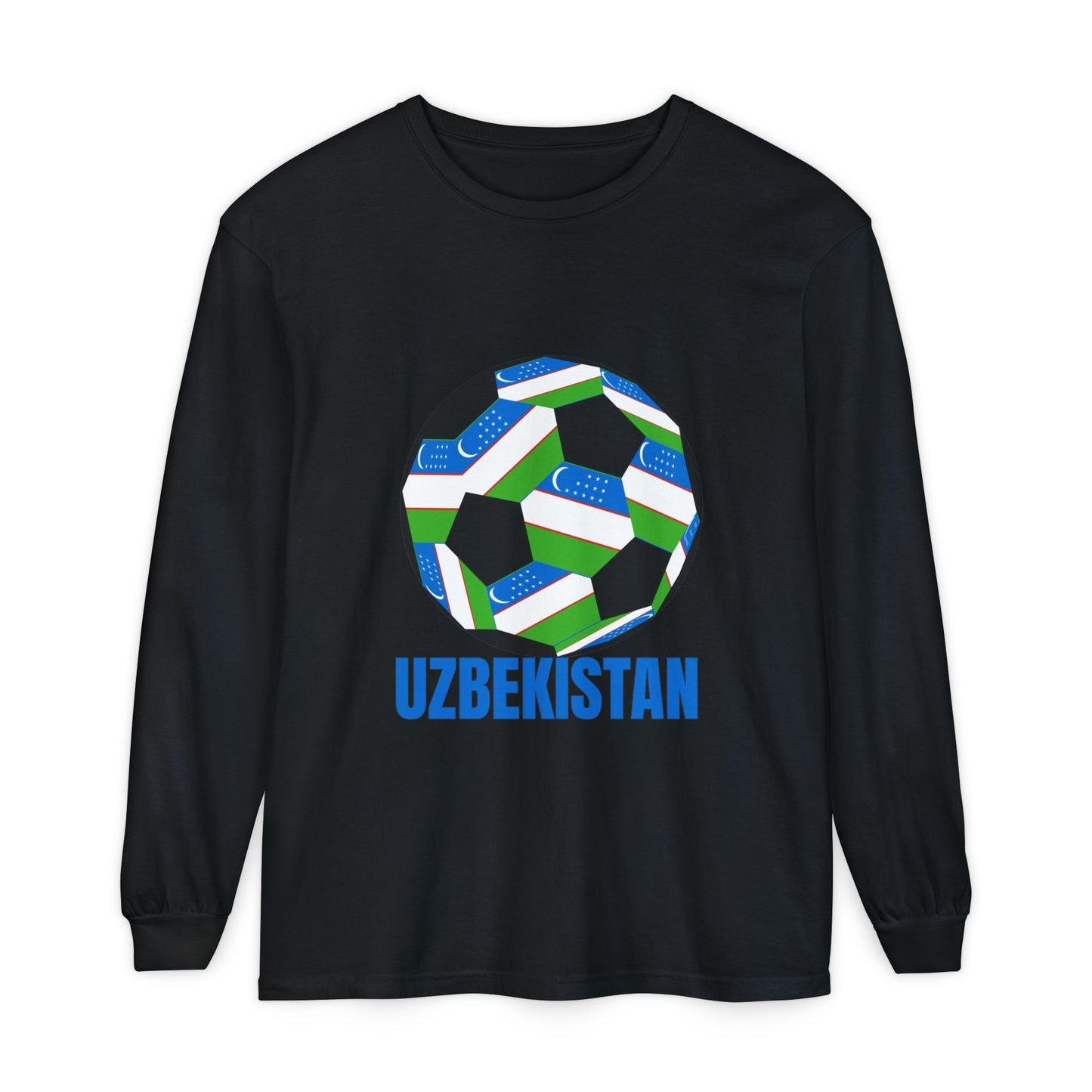 Uzbekistan Fan Specialty Soccer Ball Design Long Sleeve Shirt