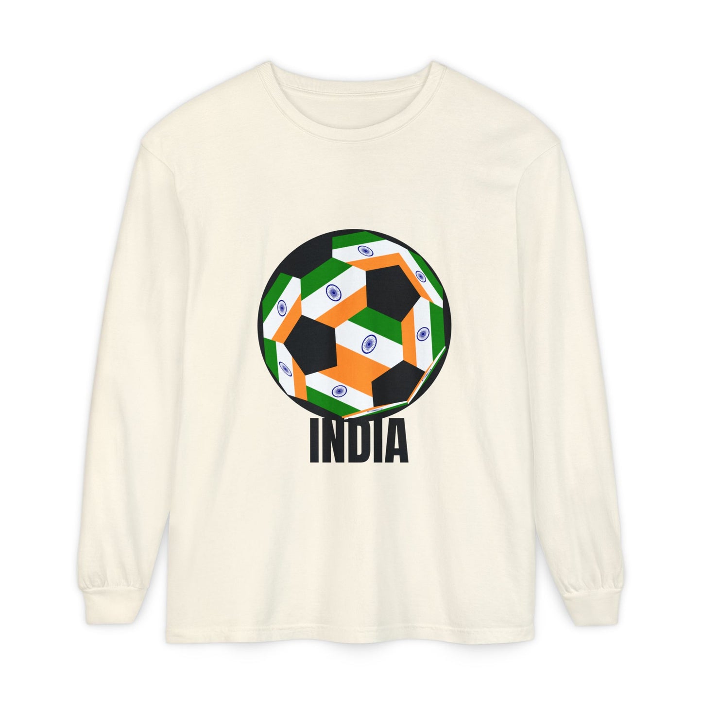 India Fan Specialty Soccer Ball Design Long Sleeve Tee