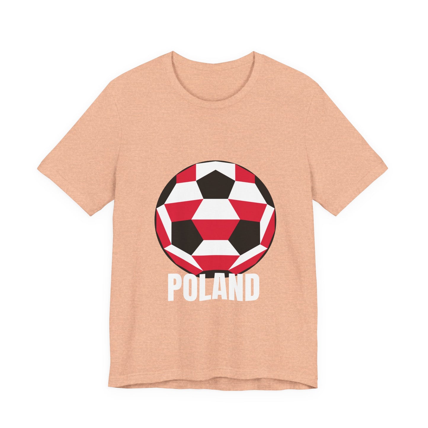 Poland Fan Specialty Soccer Ball Design T Shirt White Text