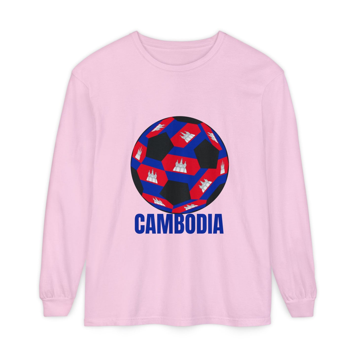 Cambodia Fan Specialty Soccer Ball Design Long Sleeve Tee