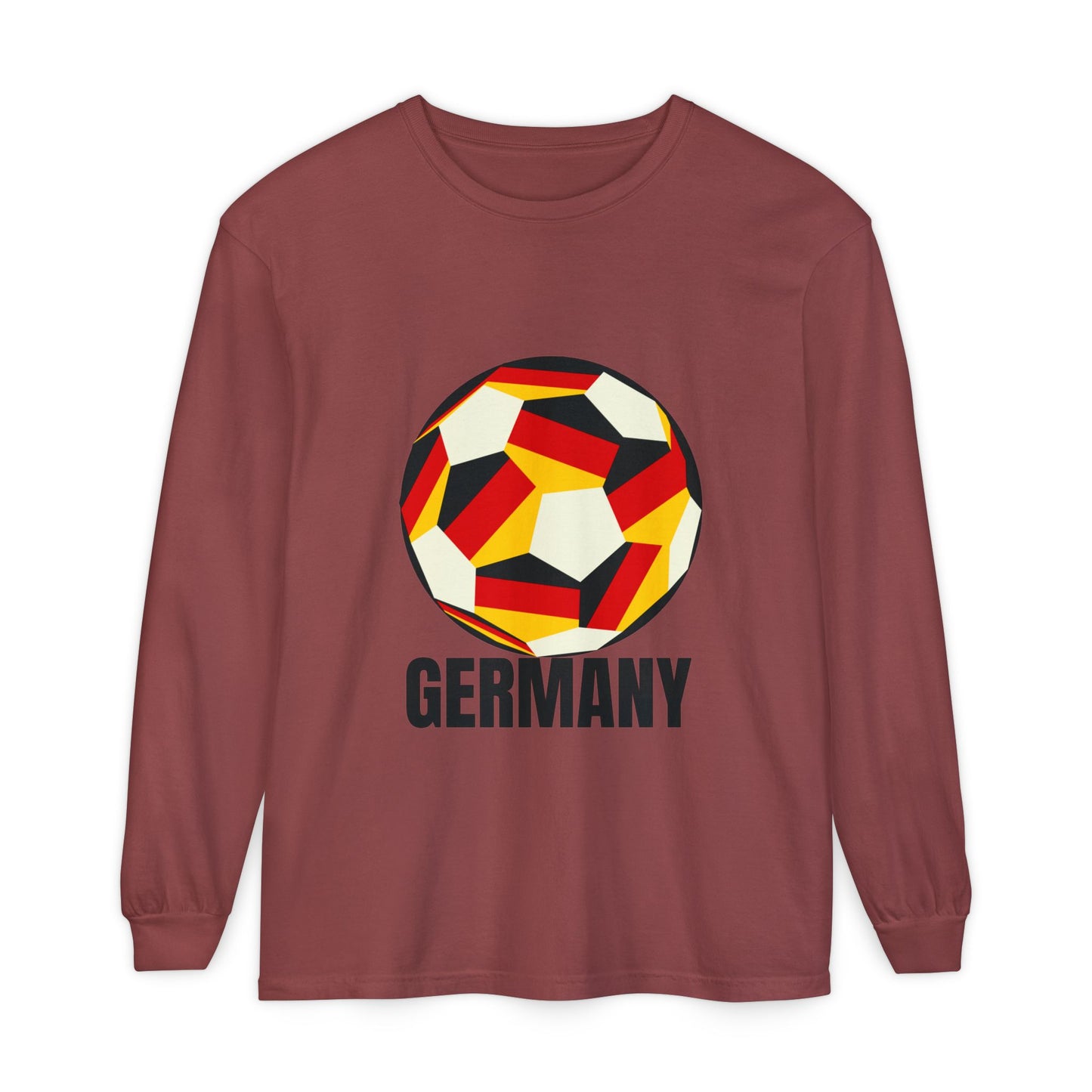 Germany Fan Specialty Soccer Ball Design Long Sleeve Tee