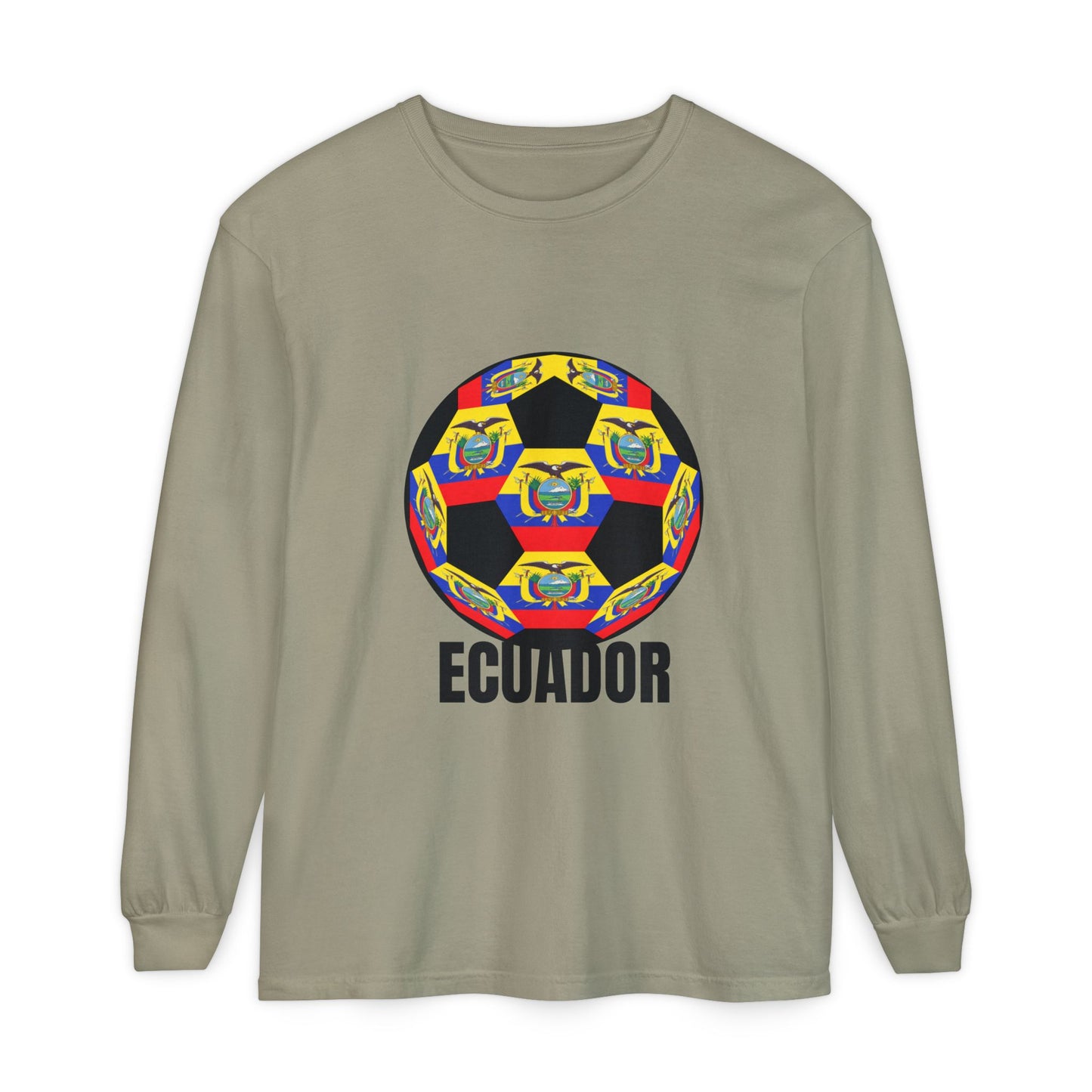 Ecuador Fan Specialty Soccer Ball Design Ball Long Sleeve Tee