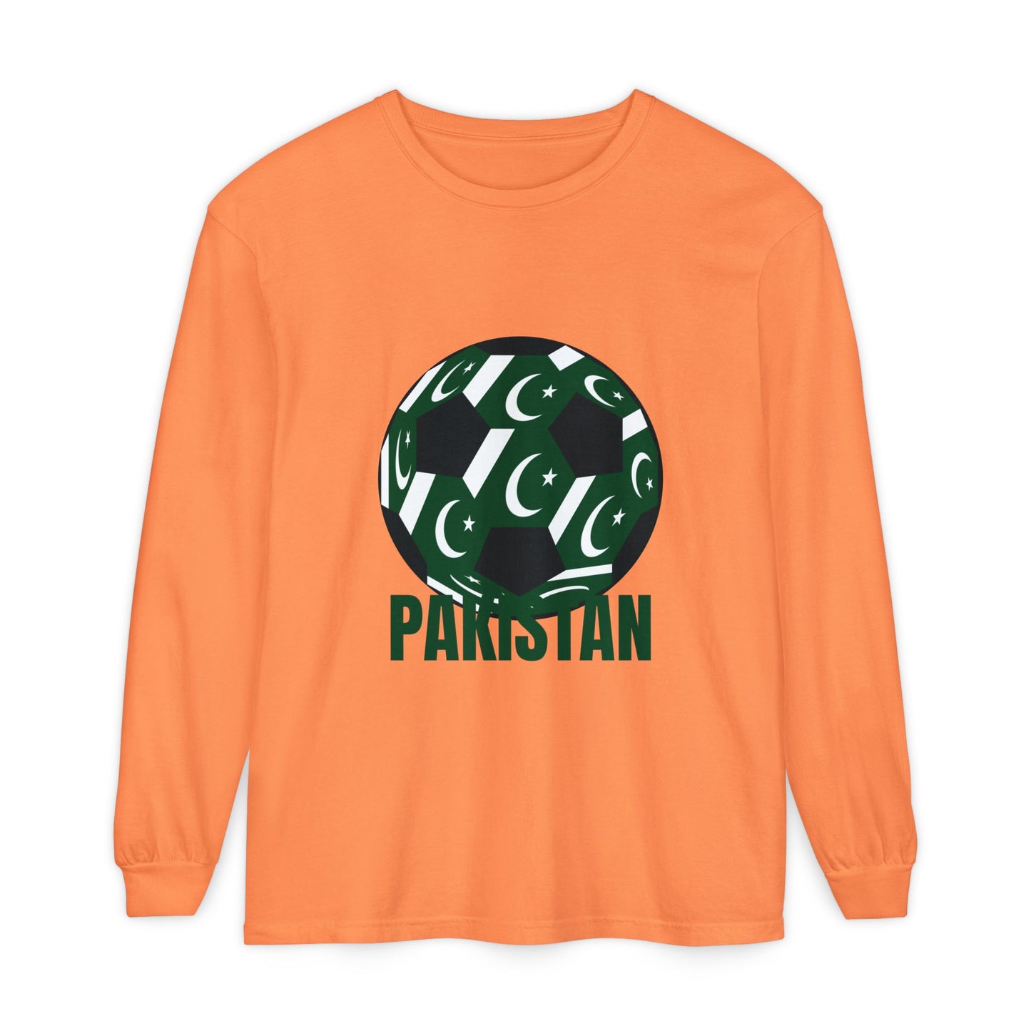 Pakistan Fan Specialty Soccer Ball Design T Shirt  Long Sleeve Tee