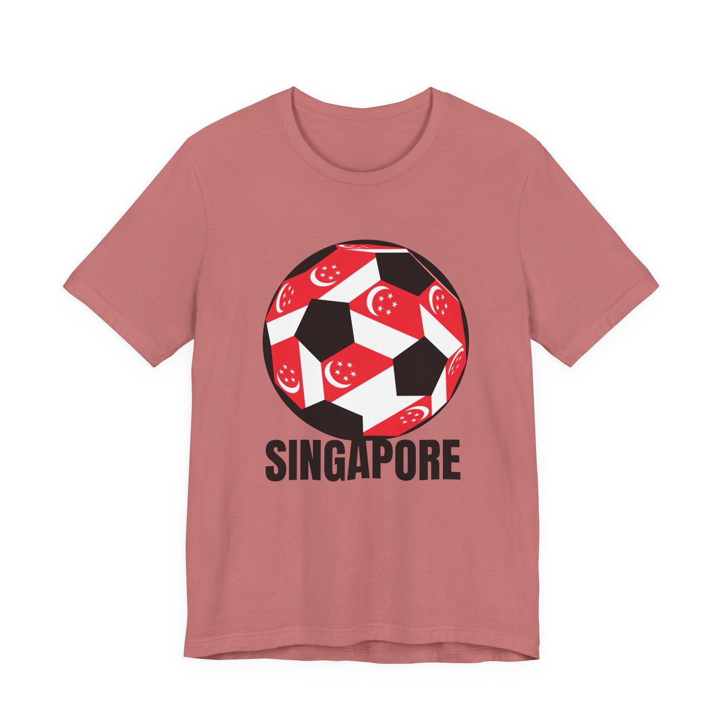 Singapore Fan Specialty Soccer Ball Design T Shirt Black Text