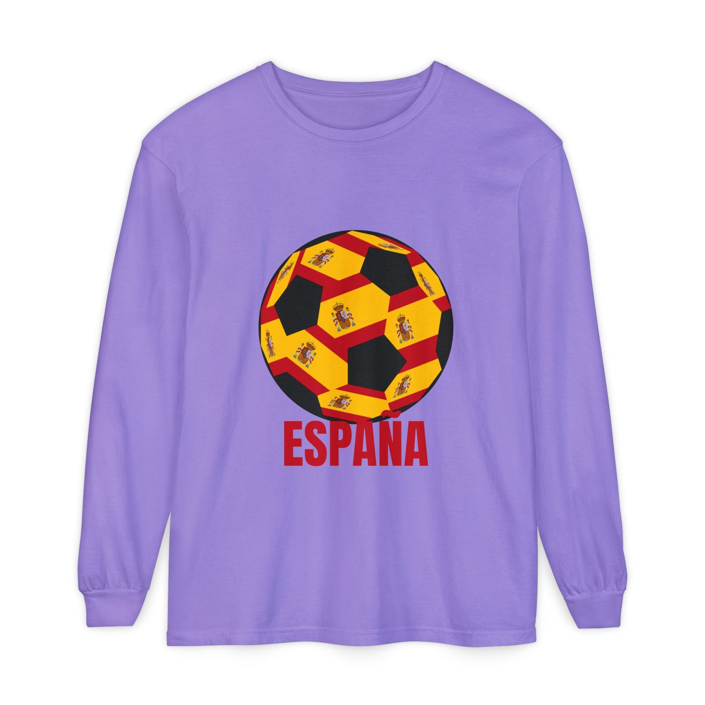 España Soccer Ball Design Long Sleeve Shirt Red Text