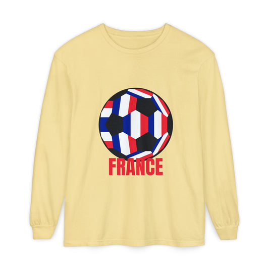 France Fan Specialty Soccer Ball Design Long Sleeve Tee