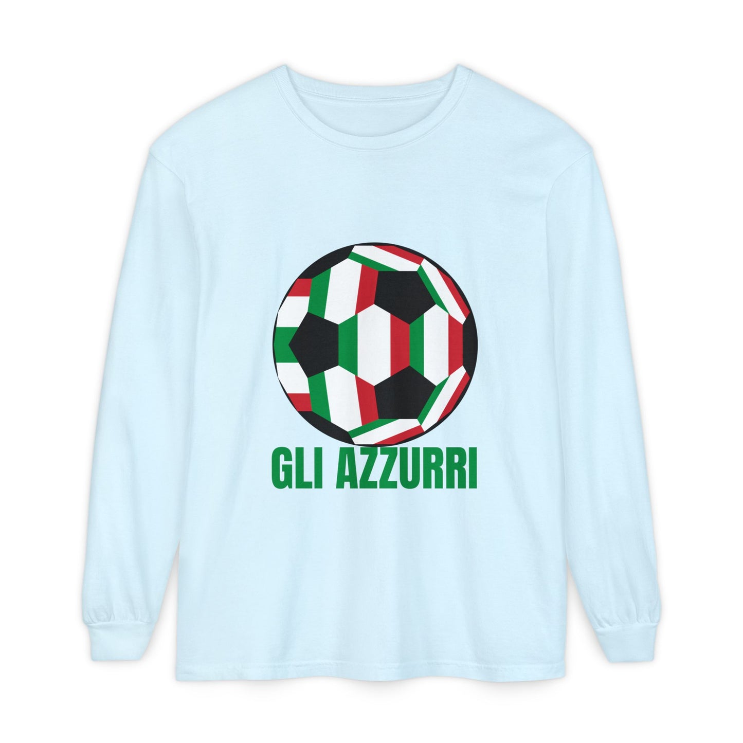 Gli Azzurri Fan Specialty Soccer Ball Design Long Sleeve Tee