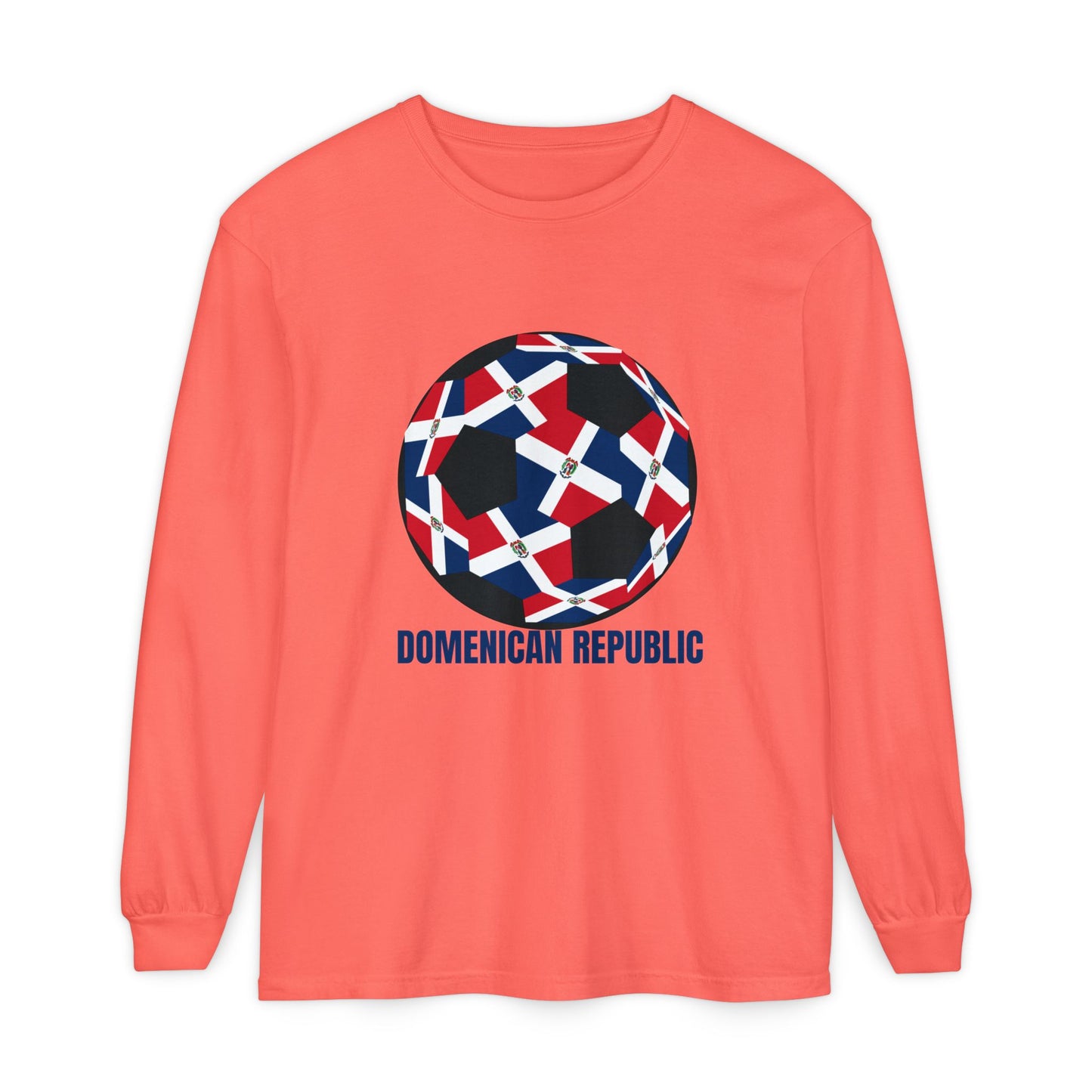 Domenican Republic Fan Specialty Soccer Ball Design Long Sleeve Tee