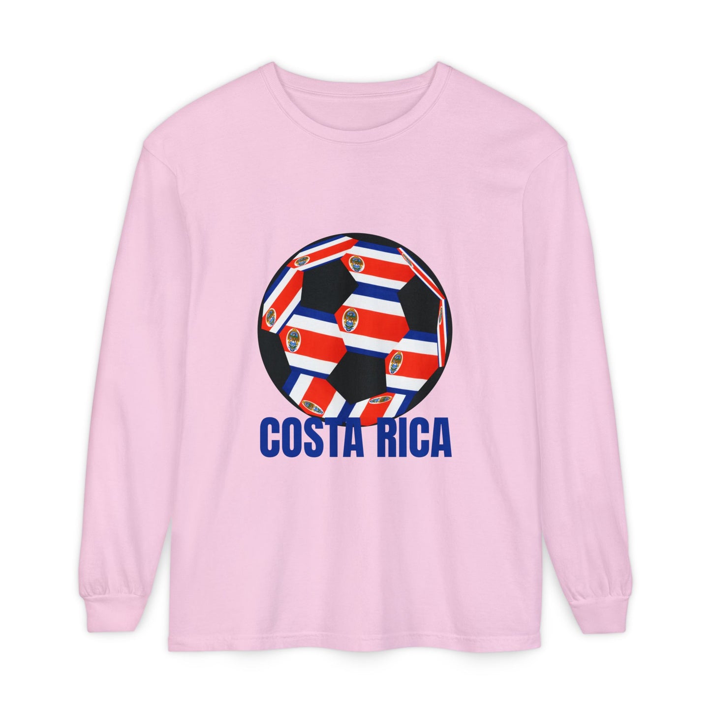 Costa Rica Fan Specialty Soccer Ball Design Long Sleeve T-Shirt