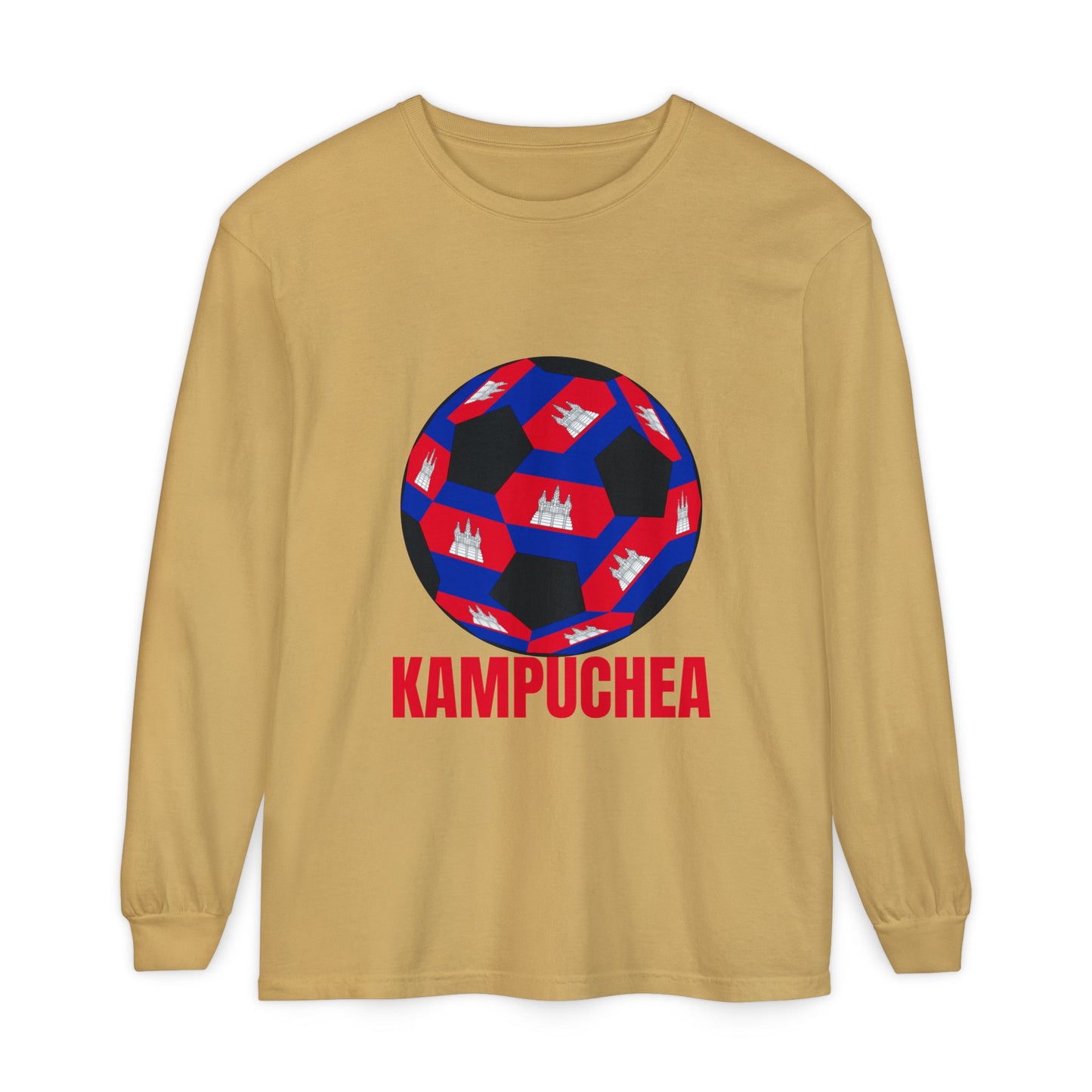 Kampuchea Fan Specialty Soccer Ball Design Long Sleeve Tee