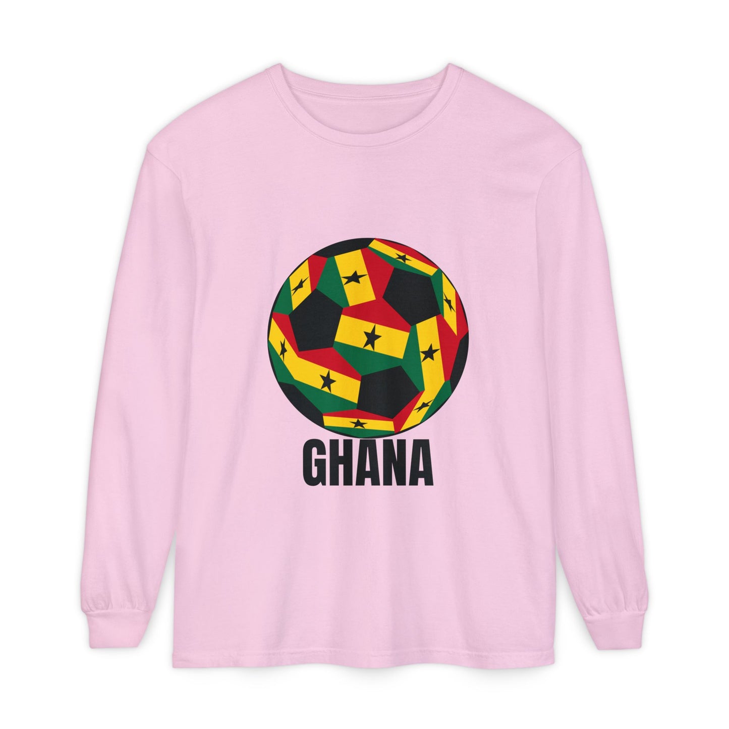 Ghana Fan Specialty Soccer Ball Design Long Sleeve Tee