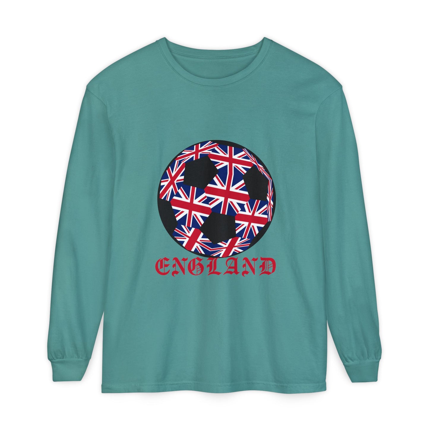 Old English Style Specialty Soccer Ball Design Long Sleeve Tee
