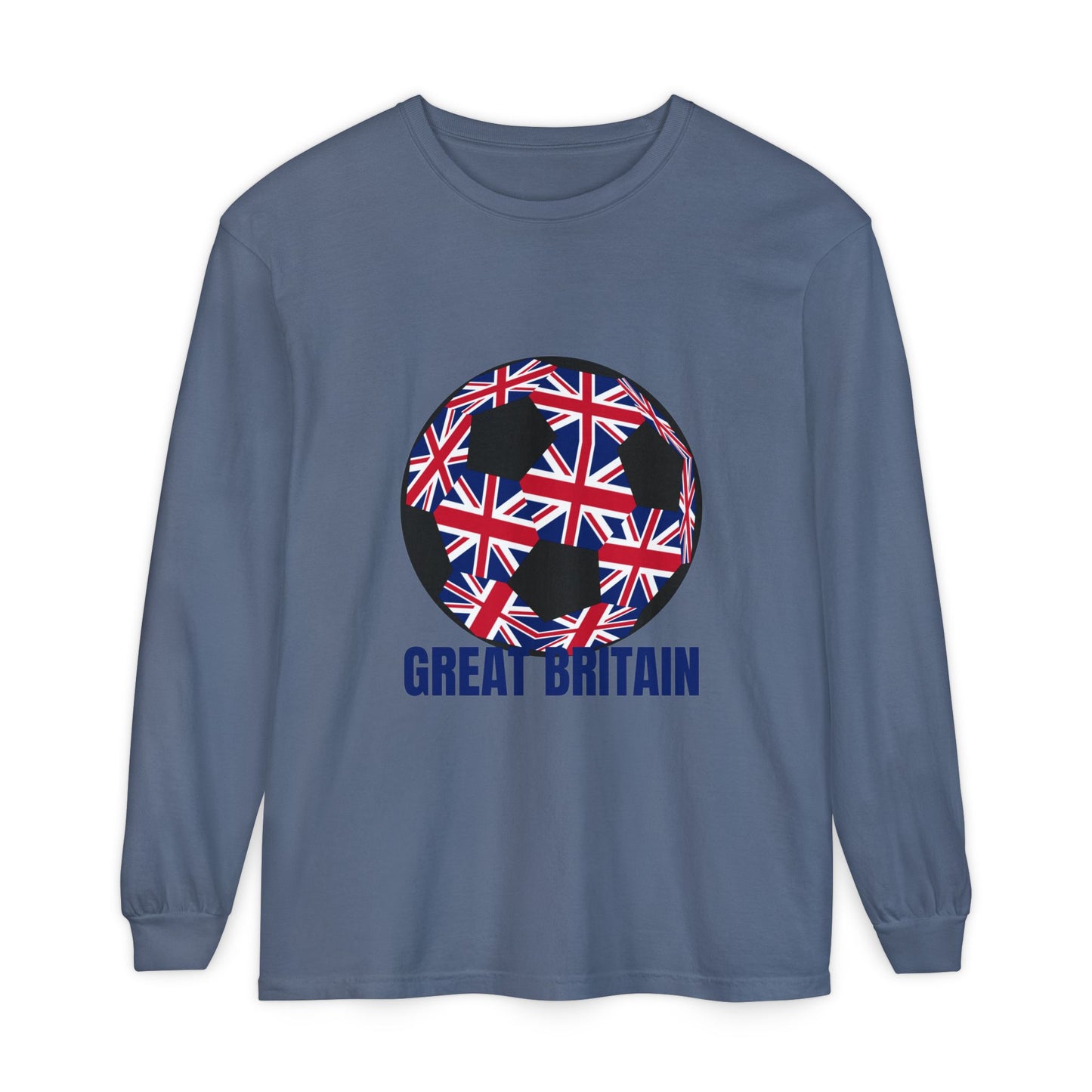 Great Britain Fan Specialty Soccer Ball Design Long Sleeve Tee