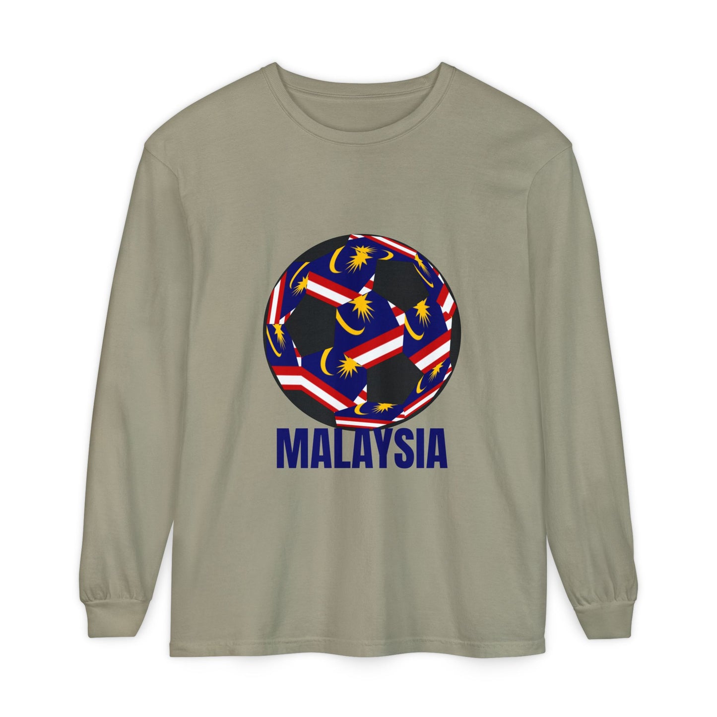 Malaysia Fan Specialty Soccer Ball Design Long Sleeve Tee