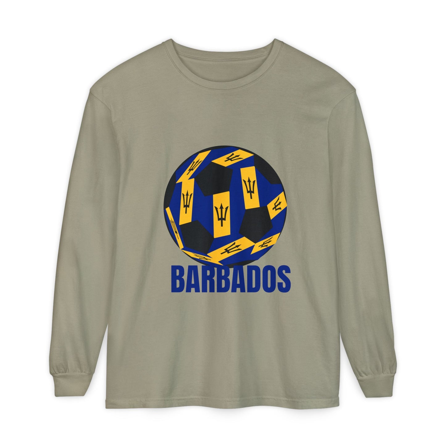 Barbados Fan Specialty Soccer Ball Design Long Sleeve Tee