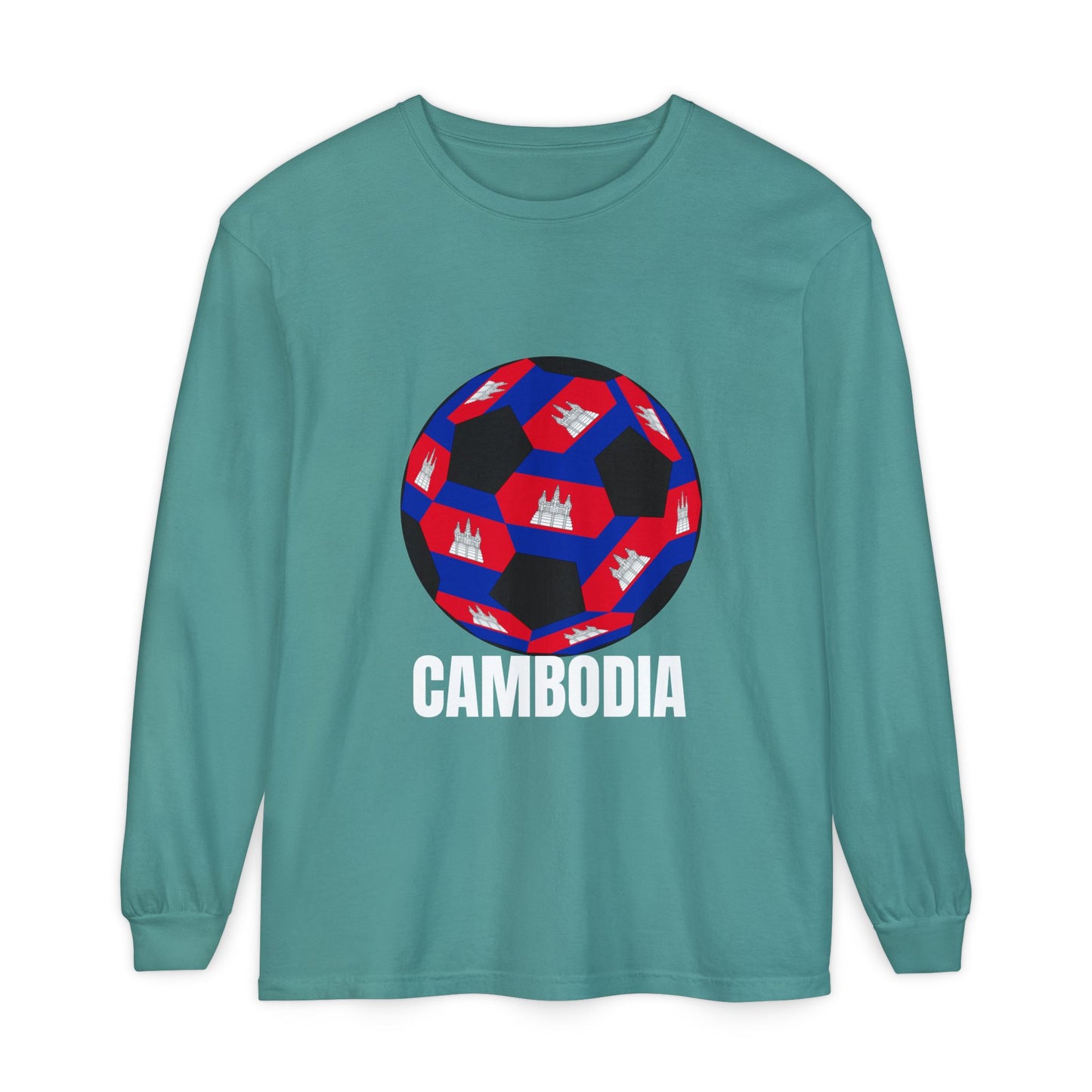 Cambodia Fan Specialty Soccer Ball Design Long Sleeve Tee