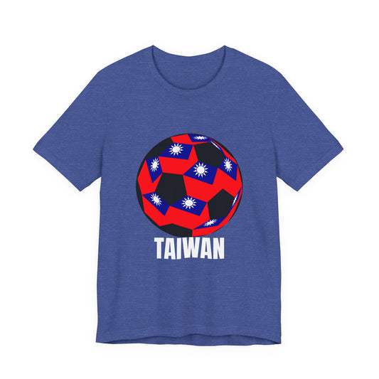 Taiwan Fan Specialty Soccer Ball Design T Shirt White Text