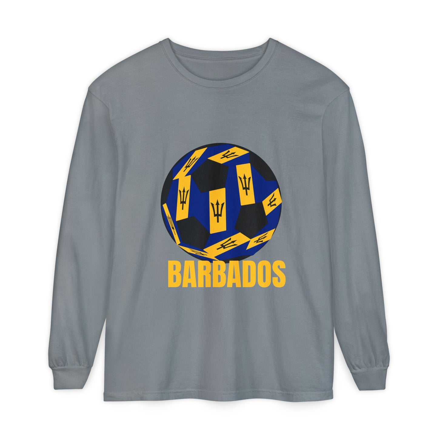 Barbados Fan Specialty Soccer Ball Design Long Sleeve Shirt