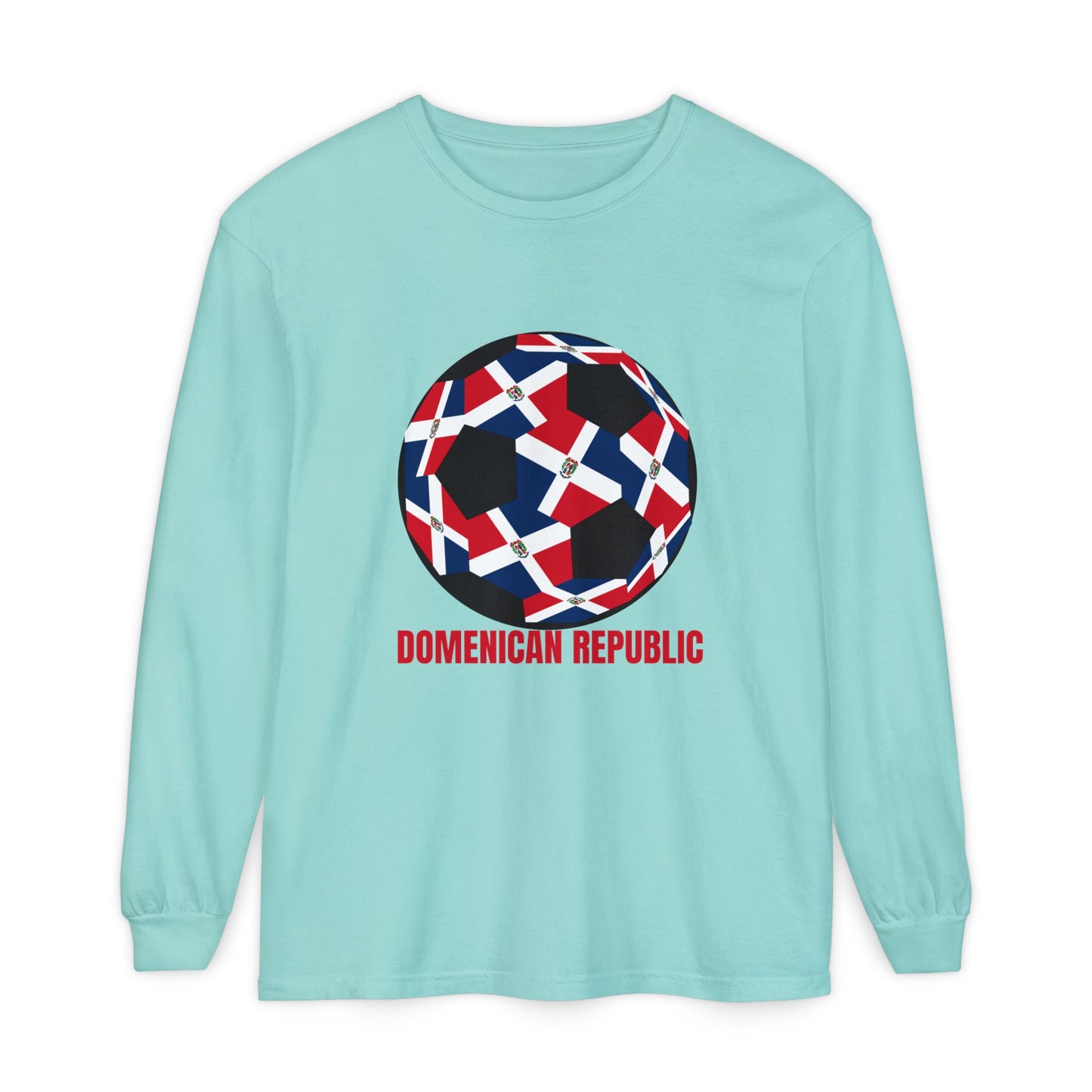 Domenican Republic Fan Specialty Soccer Ball Design Long Sleeve Tee