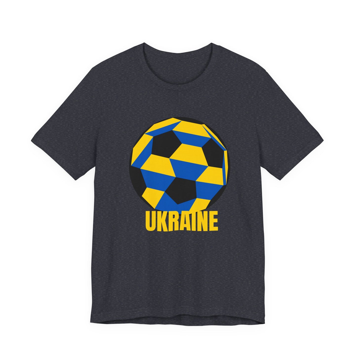 Ukraine Fan Specialty Soccer Ball Design T Shirt Yellow Text
