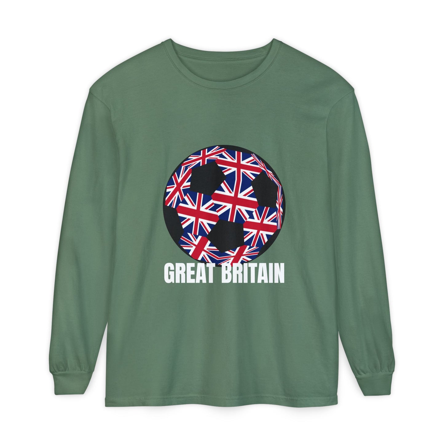 Great Britain Fan Specialty Soccer Ball Design Long Sleeve Tee
