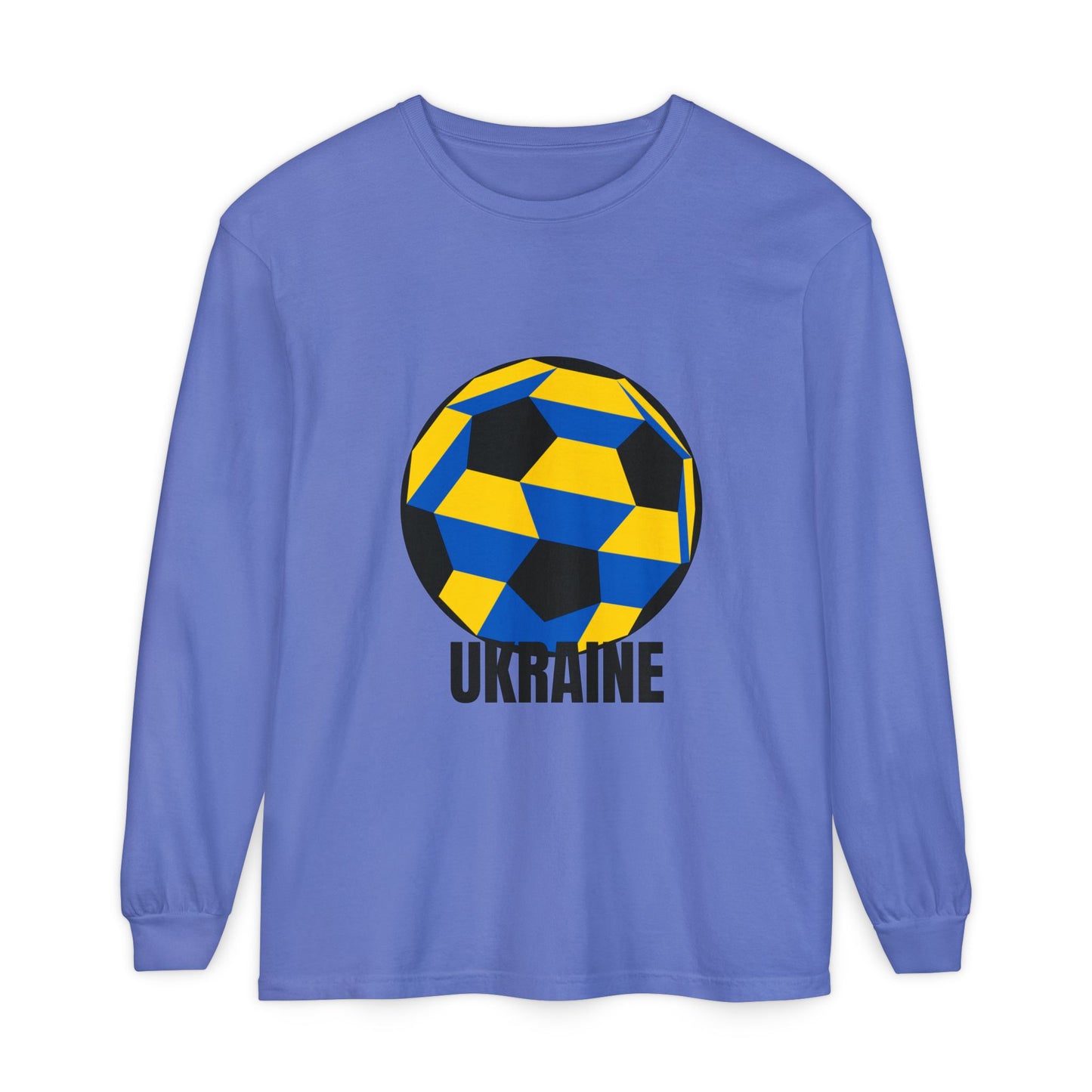 Ukraine Fan Specialty Soccer Ball Design Long Sleeve Shirt