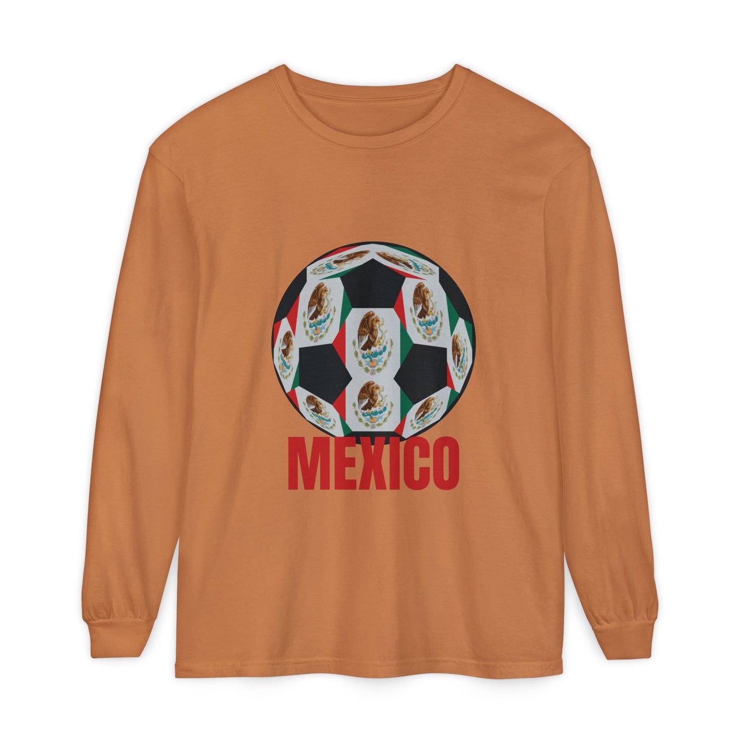 Mexico Fan Specialty Soccer Ball Design  Long Sleeve Tee