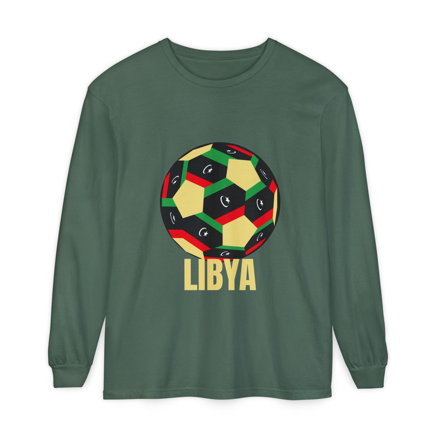 Libya Fan Specialty Soccer Ball Design Long Sleeve Tee