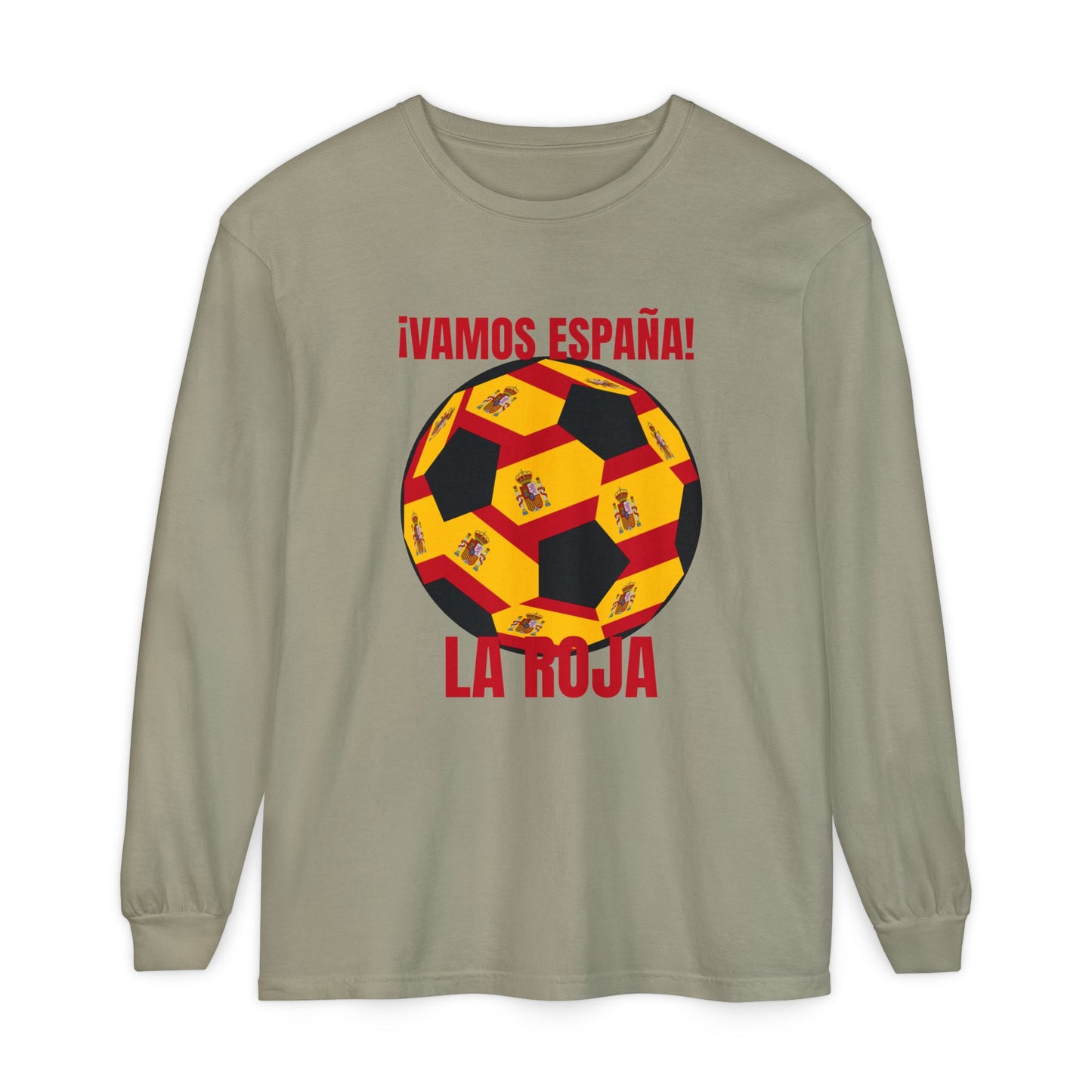 La Roja Soccer Long Sleeve Tee — "¡Vamos España!" Spanish  Fan Shirt Red Text