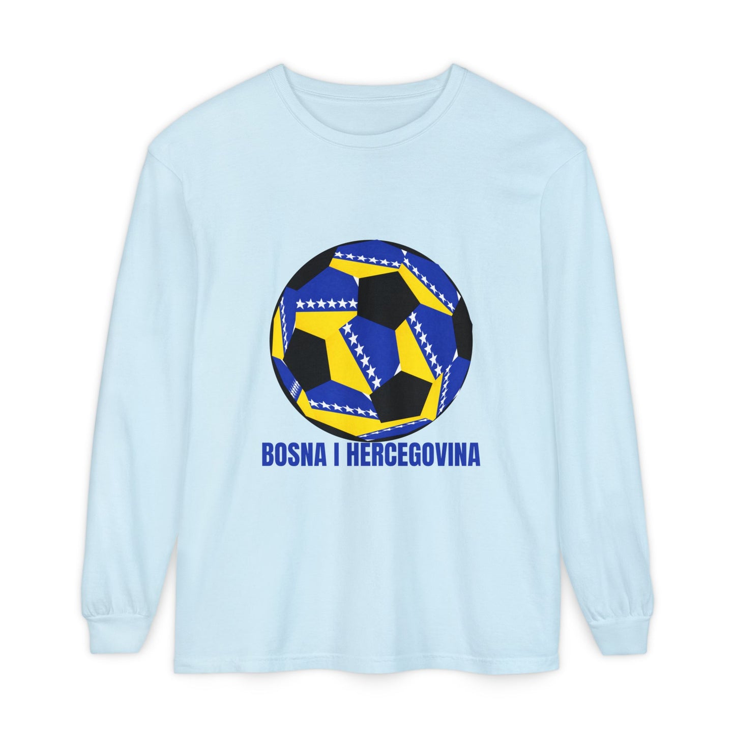 Bosnia Herzegovina Fan Specialty Soccer Ball Design Long Sleeve Tee