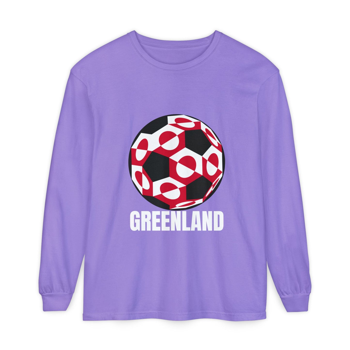 Greenland Fan Specialty Soccer Ball Design Long Sleeve Tee