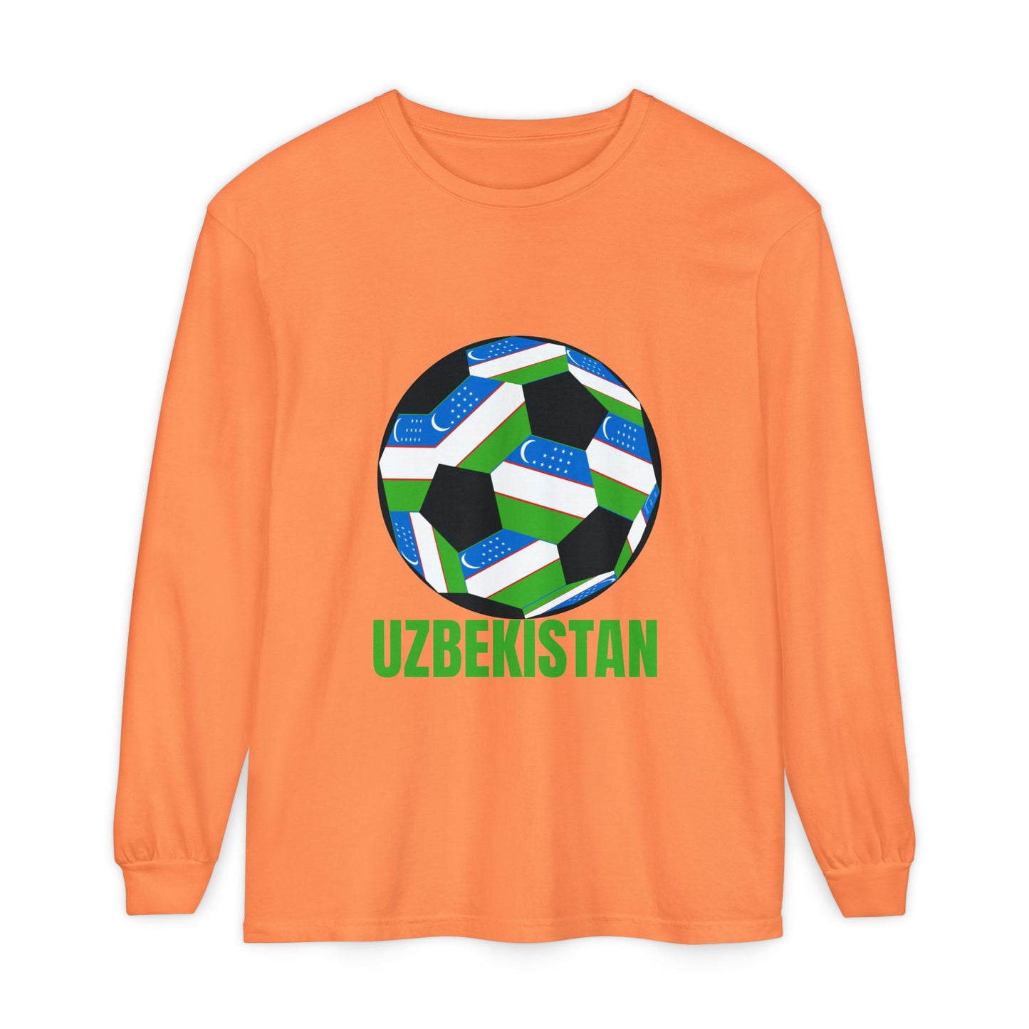 Uzbekistan Fan Specialty Soccer Ball Design Long Sleeve Tee