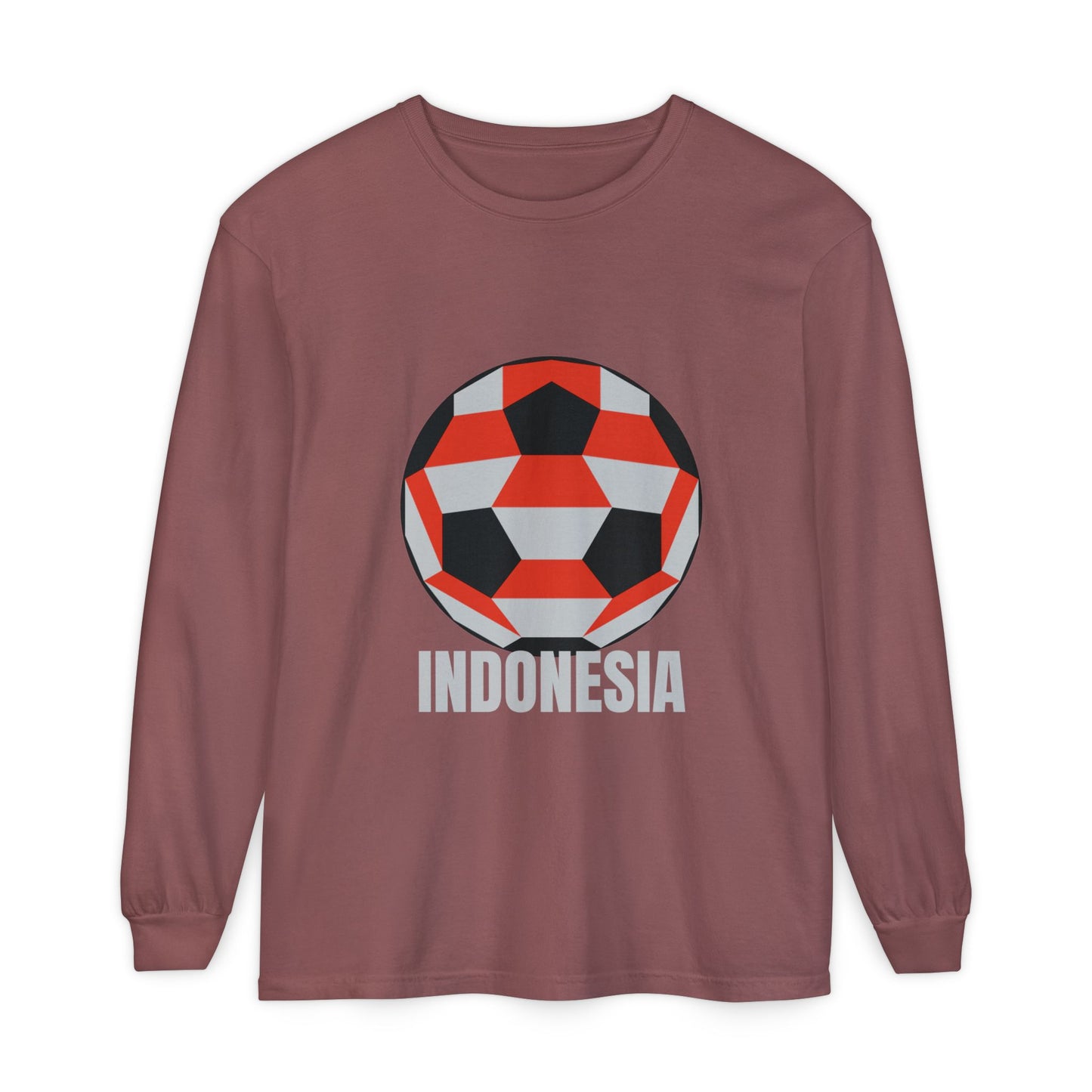Indonesia Fan Specialty Soccer Ball Design Long Sleeve Tee