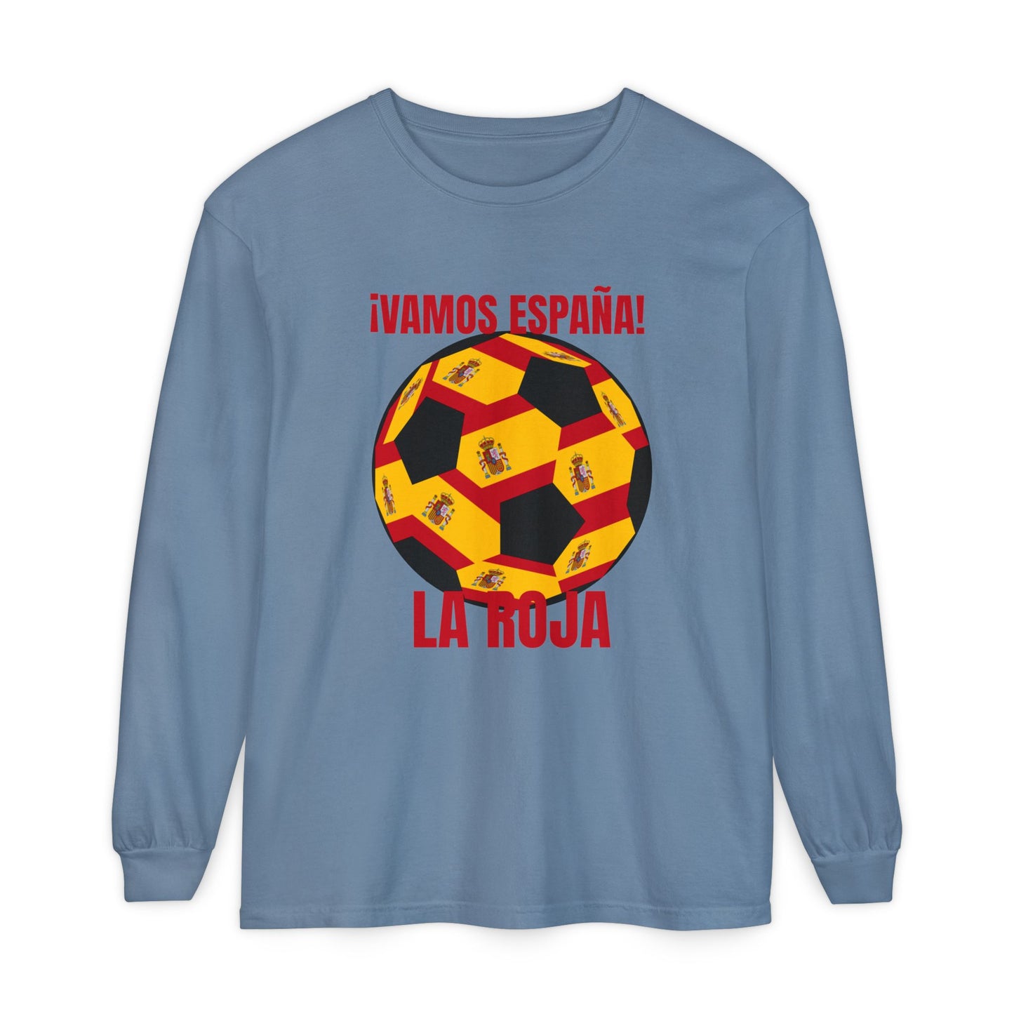 La Roja Soccer Long Sleeve Tee — "¡Vamos España!" Spanish  Fan Shirt Red Text
