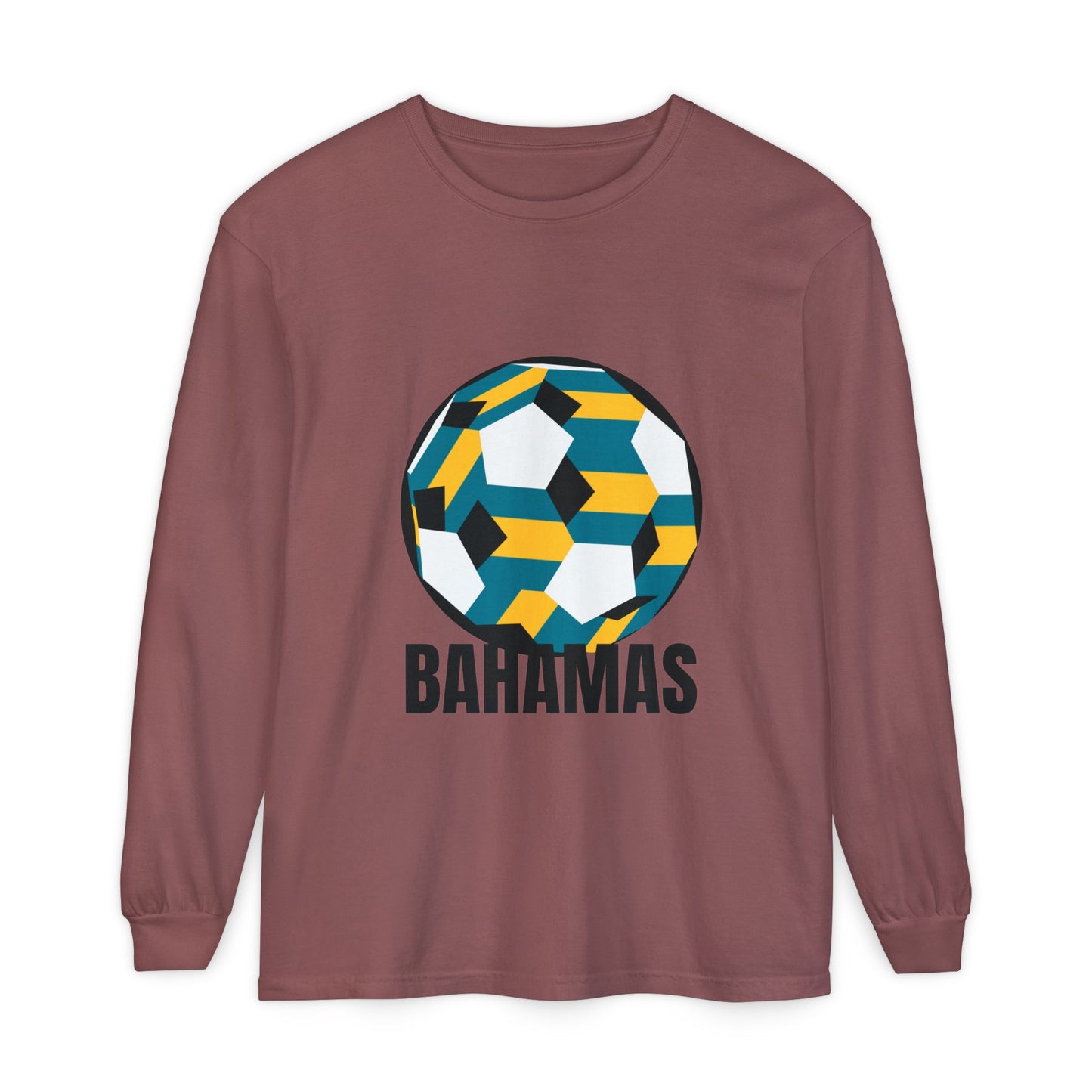 Bahamas Fan Specialty Soccer Ball Design Long Sleeve Shirt