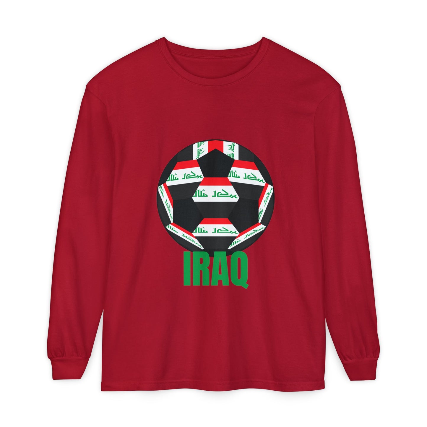 Iraq Fan Specialty Soccer Ball Design Long Sleeve Tee