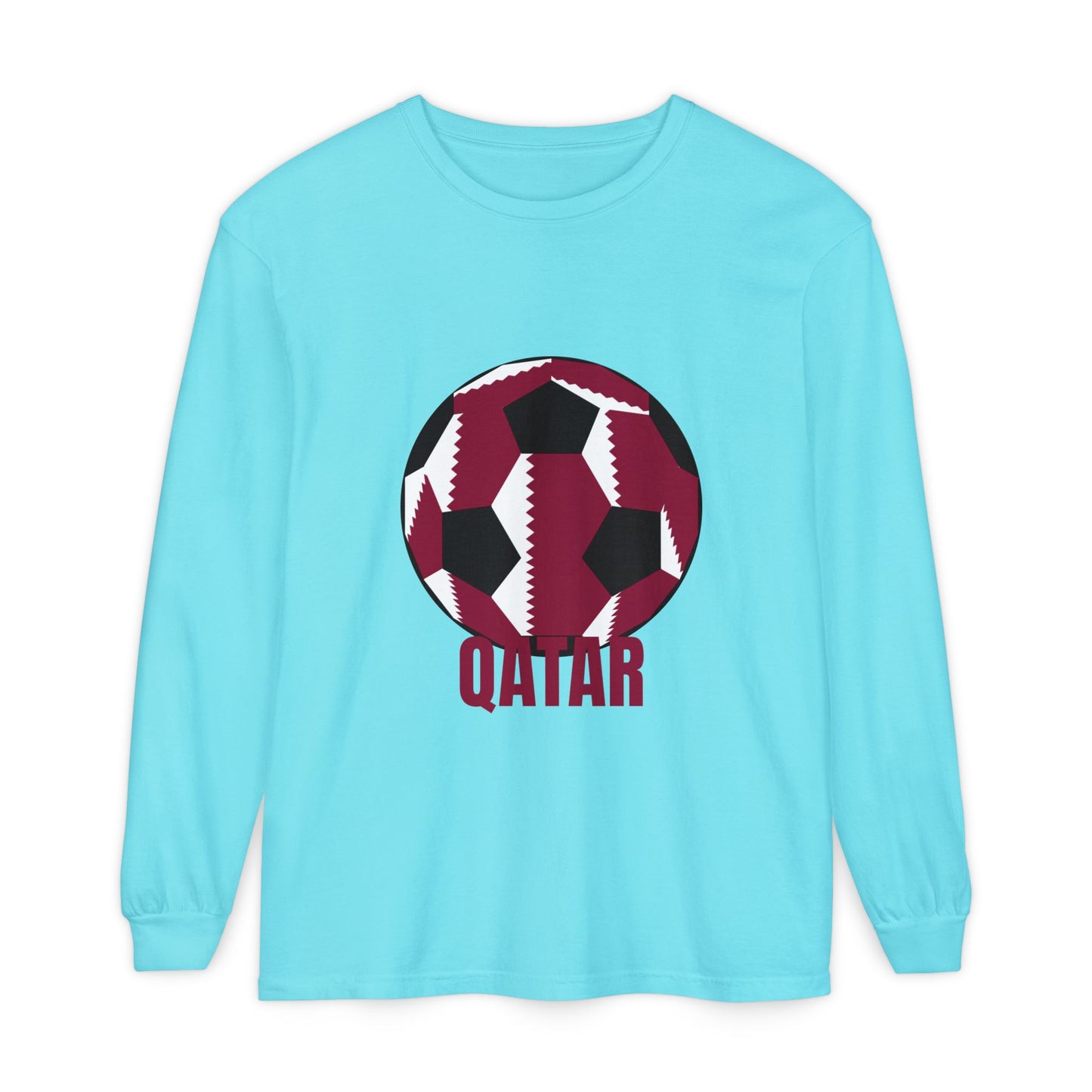 Qatar Fan Specialty Soccer Ball Design Long Sleeve Tee