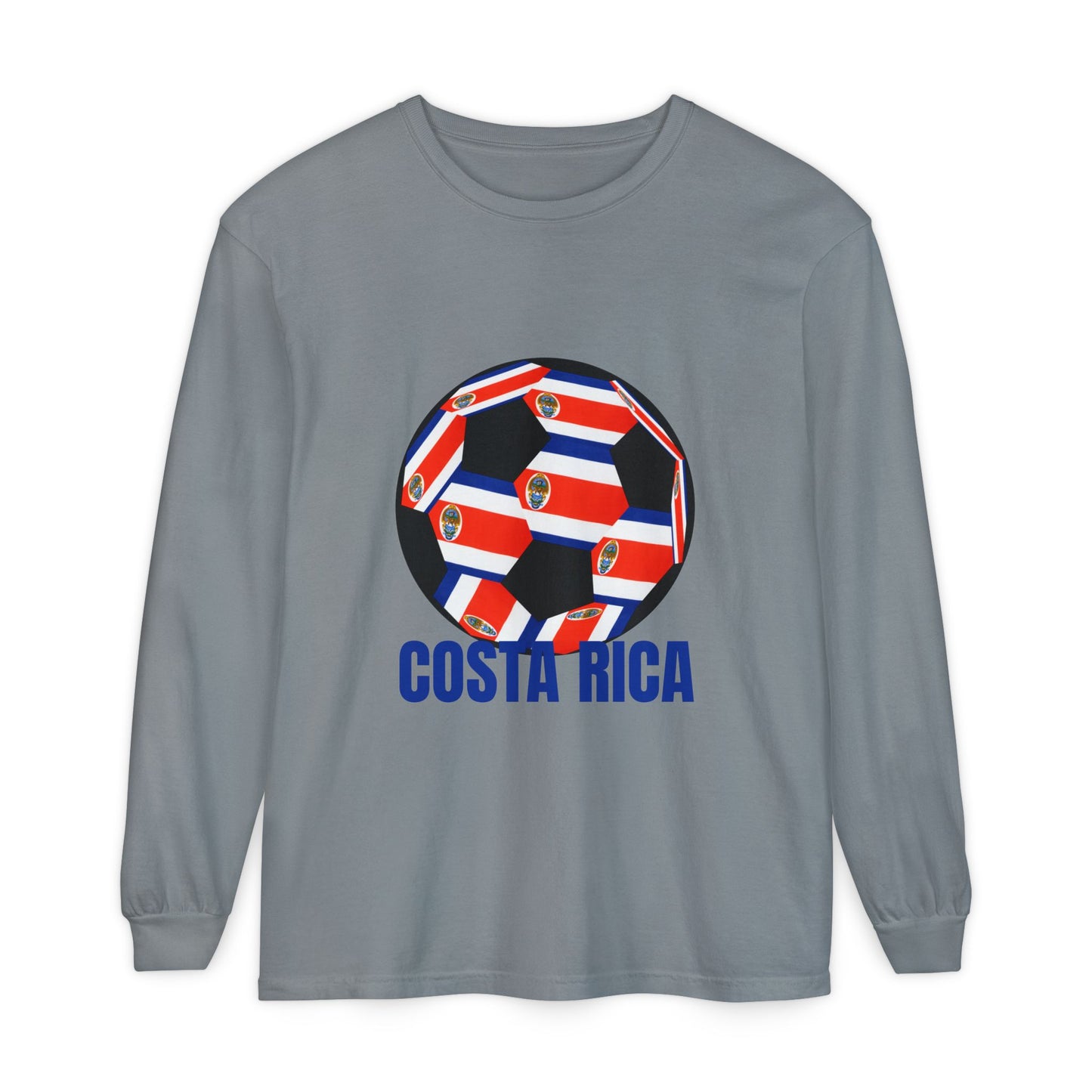 Costa Rica Fan Specialty Soccer Ball Design Long Sleeve T-Shirt