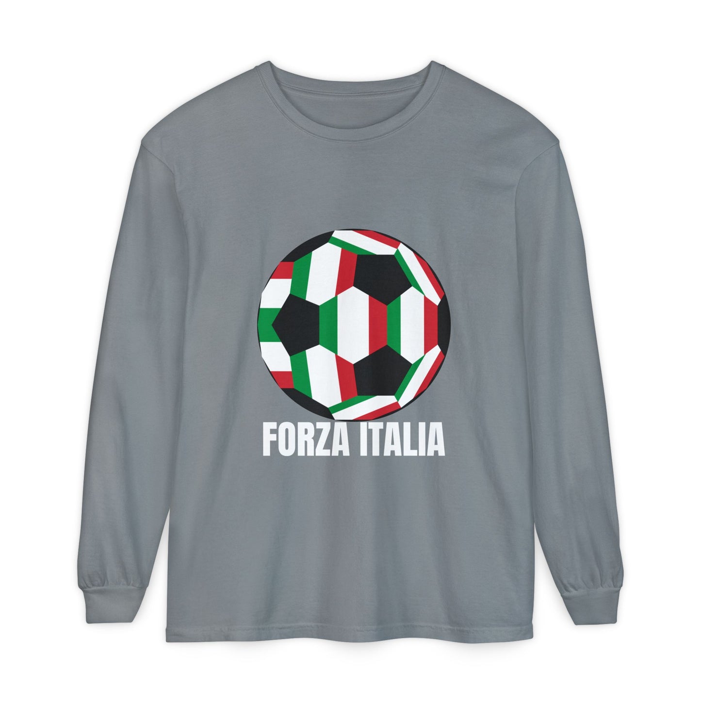 Forza Italia Fan Specialty Soccer Ball Design Long Sleeve Tee