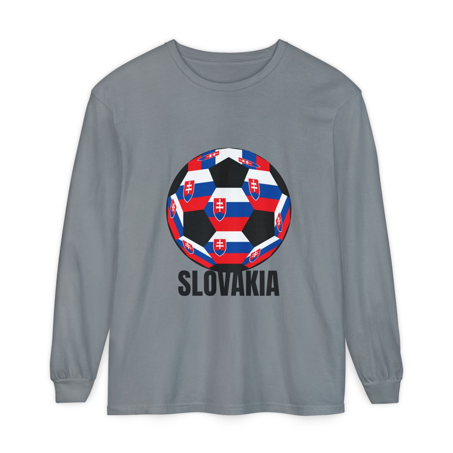 Slovakia Fan Specialty Soccer Ball Design T Shirt Long Sleeve T‑Shirt
