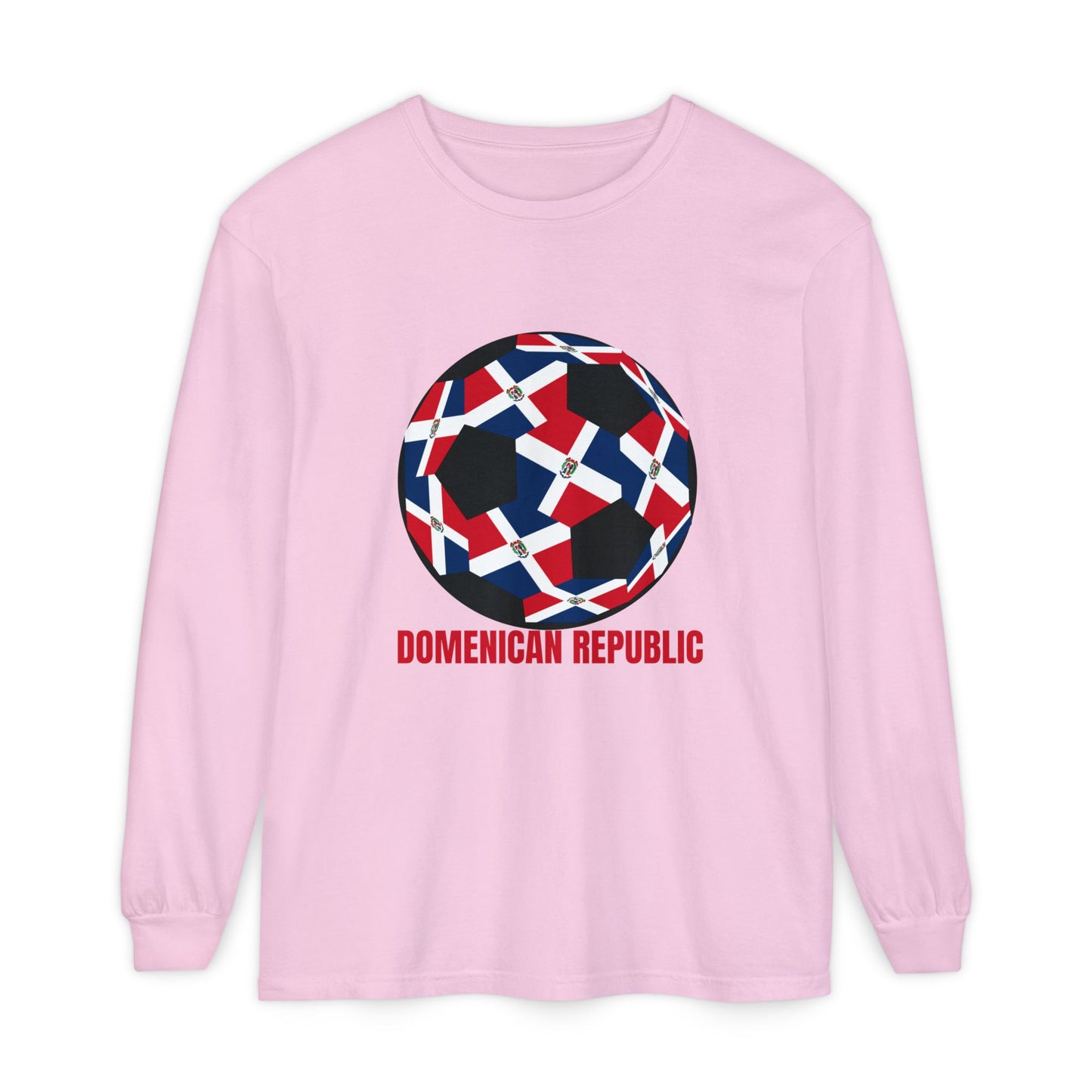 Domenican Republic Fan Specialty Soccer Ball Design Long Sleeve Tee