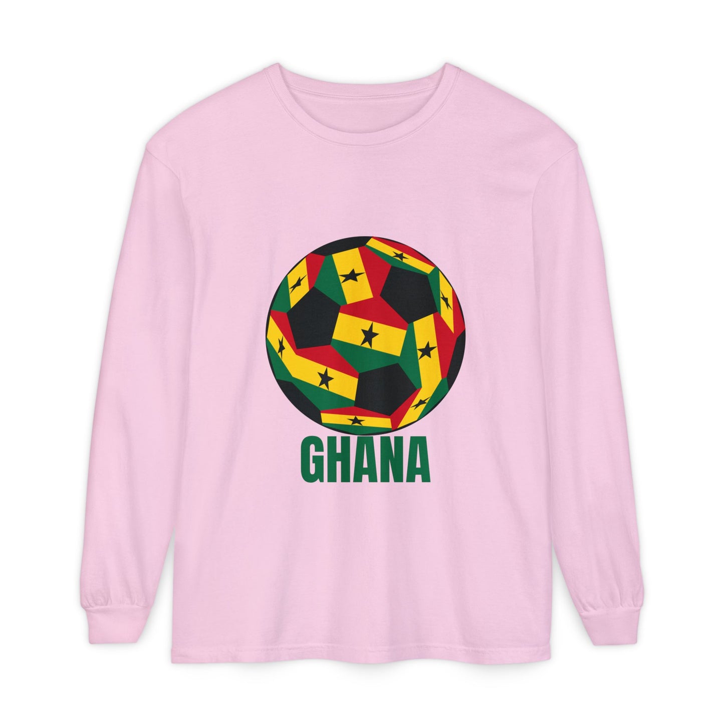 Ghana Fan Specialty Soccer Ball Design Long Sleeve Tee