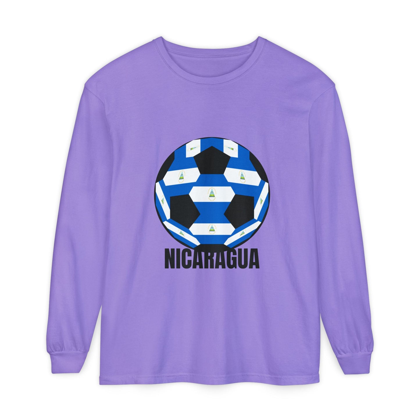 Nicaragua Fan Specialty Soccer Ball Design Long Sleeve Tee