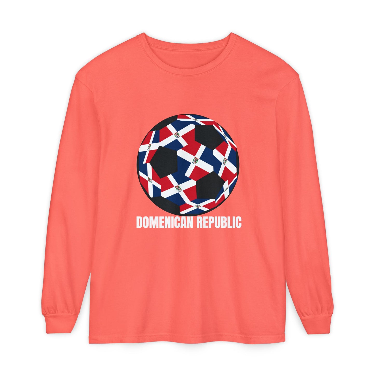 Domenican Republic Fan Specialty Soccer Ball Design Long Sleeve Tee