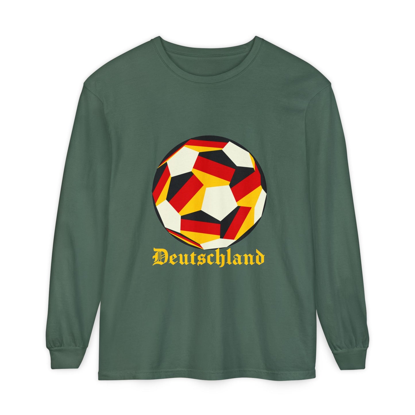 Deutschland Fan Specialty Soccer Ball Design Long Sleeve Tee