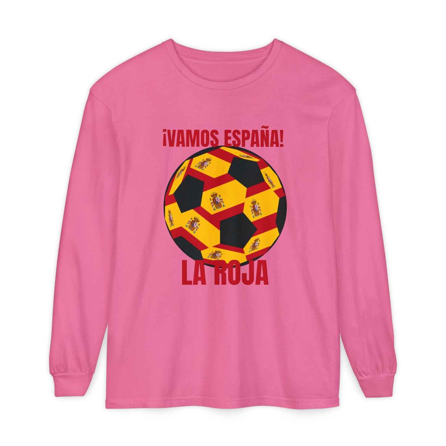 La Roja Soccer Long Sleeve Tee — "¡Vamos España!" Spanish  Fan Shirt Red Text